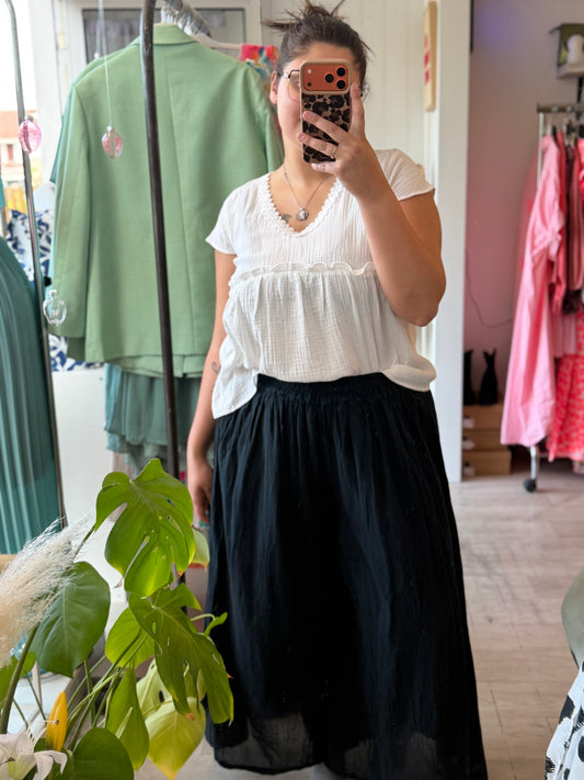 Pantalon en gaze de coton noir - Taille unique 36-48