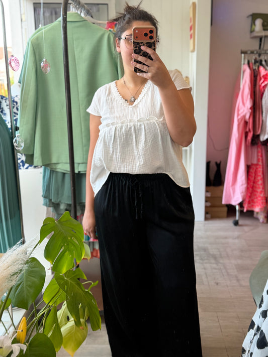 Pantalon magique noir effet satin - Taille unique 36-48