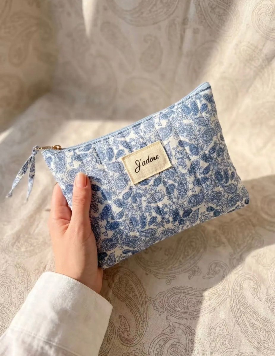 Pochette bleu "J'adore" - 14x20 cm - C MON DRESSING