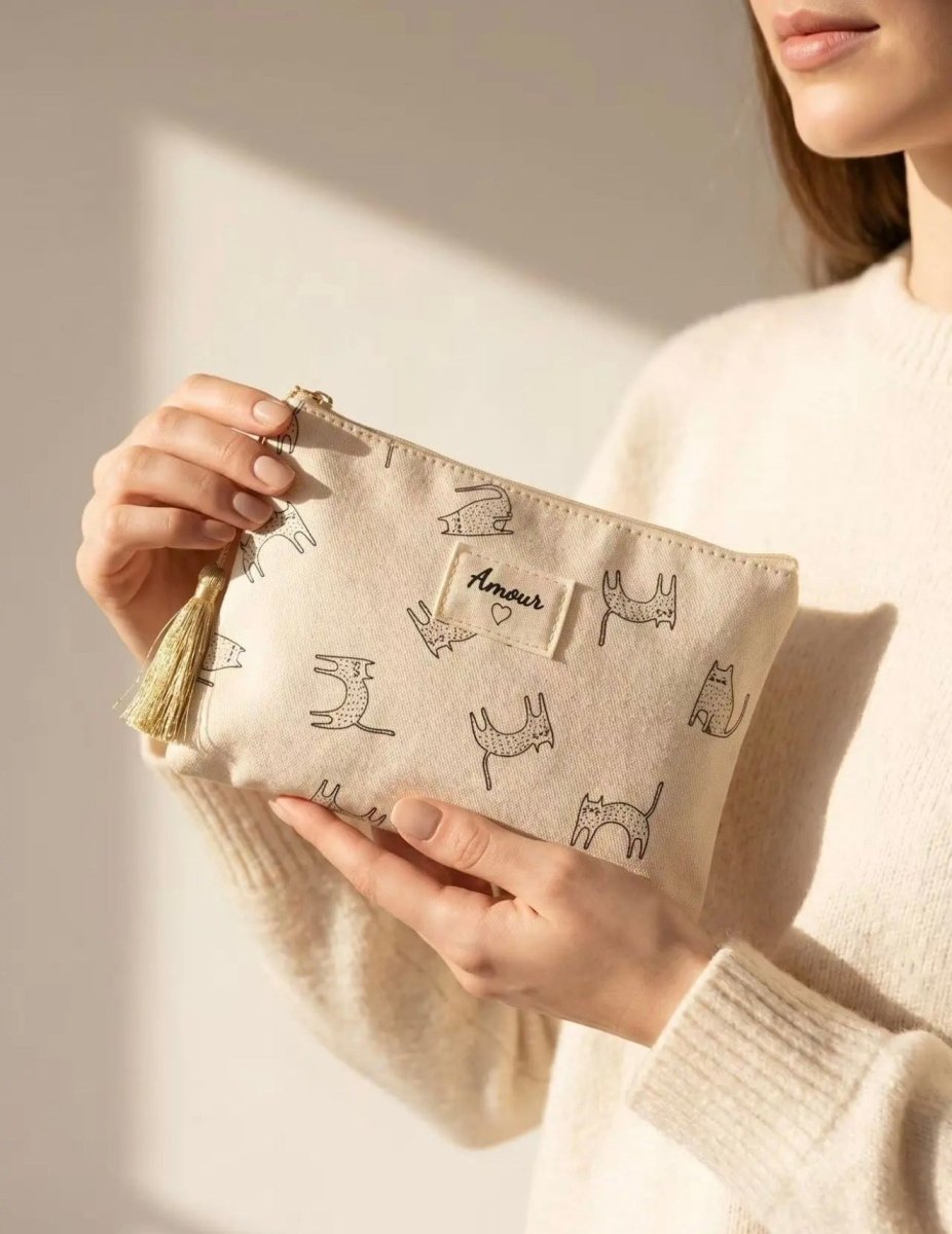 Pochette chat "Amour" - 14x20 cm - C MON DRESSING