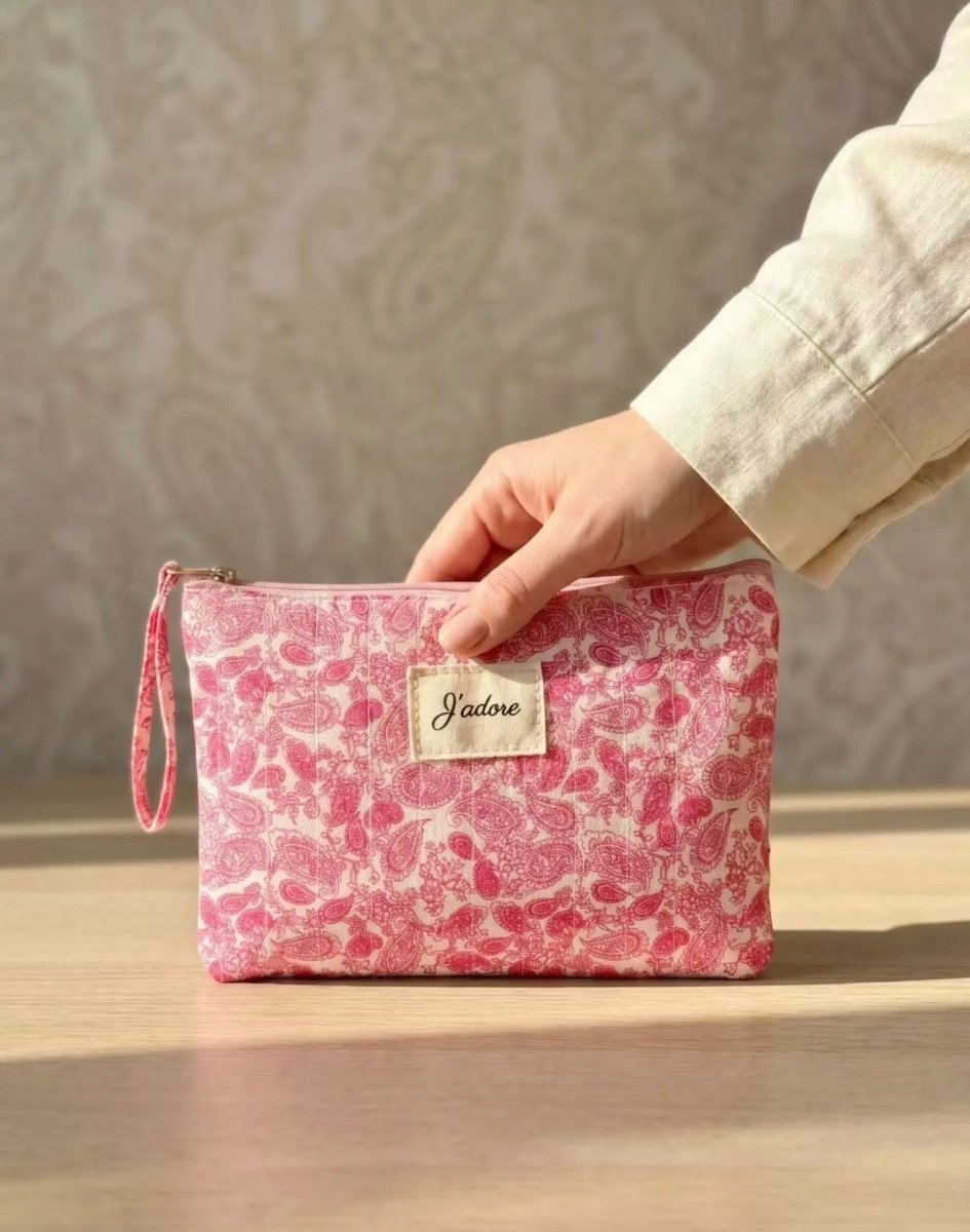 Pochette rose "J'adore" - 14x20 cm - C MON DRESSING