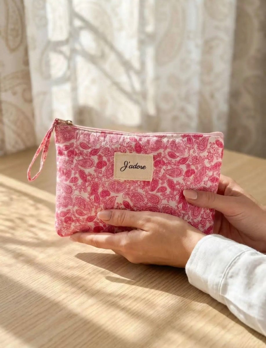 Pochette rose "J'adore" - 14x20 cm - C MON DRESSING