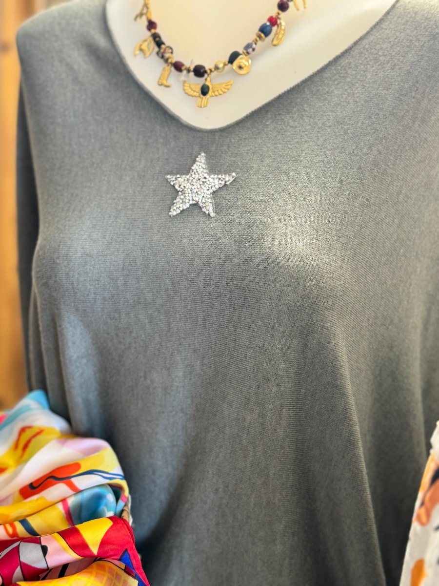 Pull fin uni – Étoile - taille unique 34 - 50 (10 couleurs) - C MON DRESSING