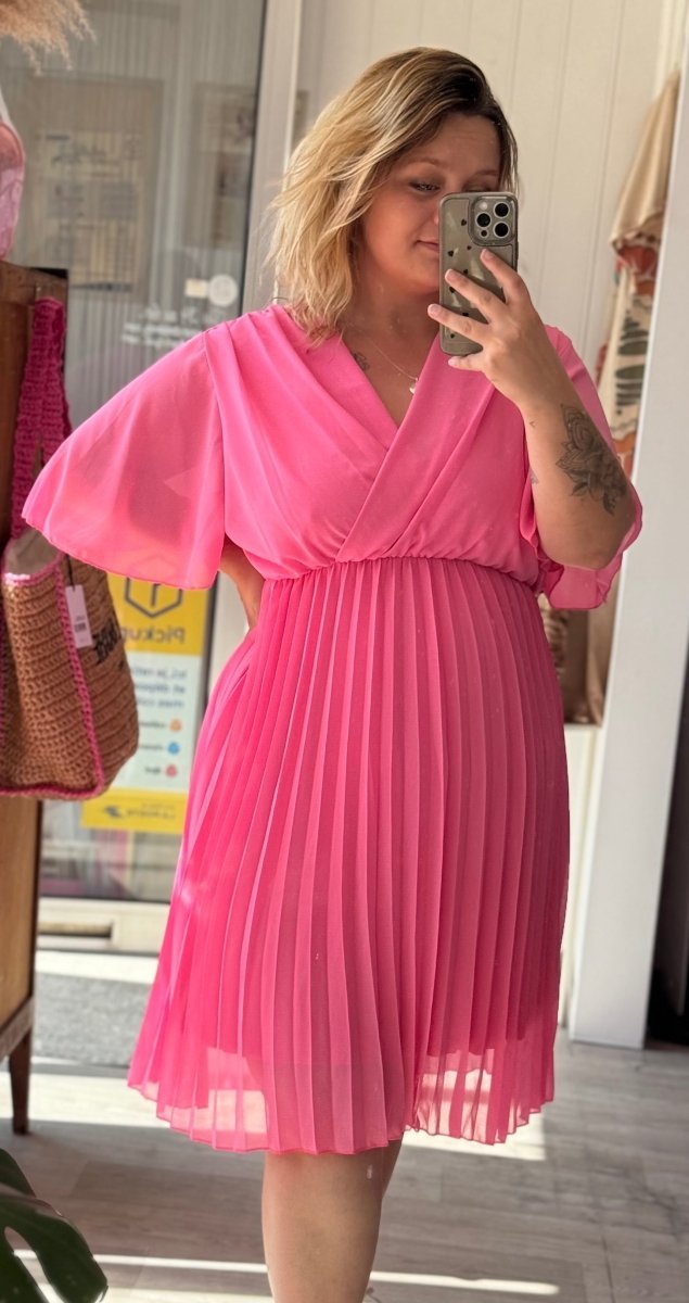 Robe courte plissée rose - Taille Unique 42 - 50 - C MON DRESSING