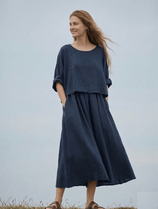 Robe deux-pièces - Taille unique 36-46 (7 couleurs)