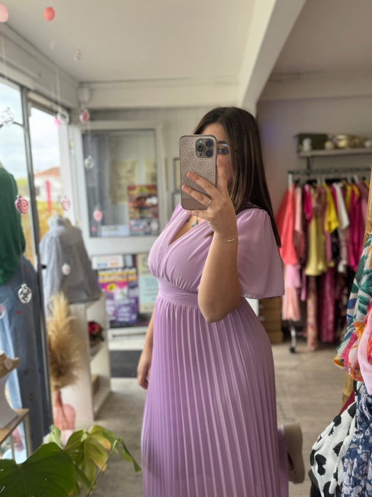 Robe longue plissée lilas - Taille unique 36 - 44 - C MON DRESSING