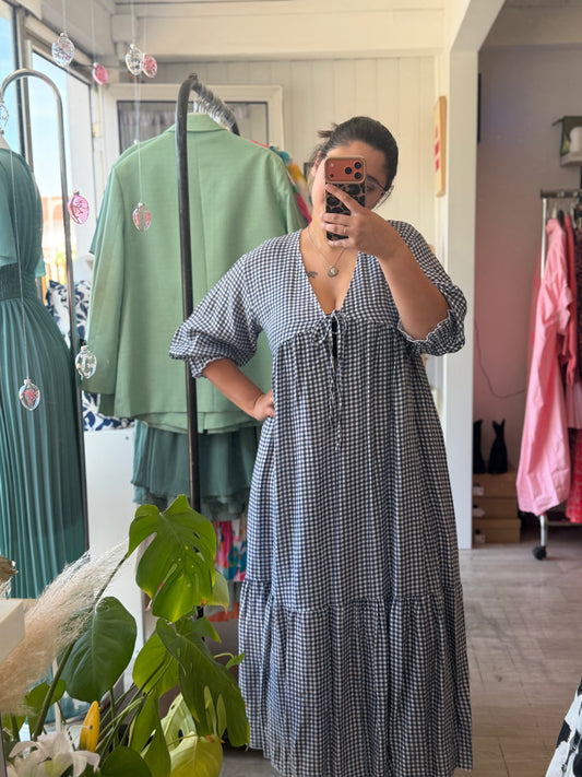 Robe vichy bleu marine - Taille unique 36-46