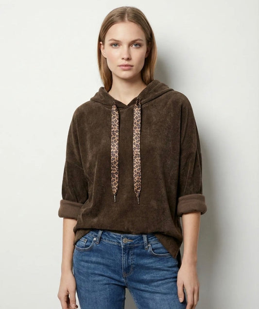 Sweat à capuche en velours côtelé – Taille Unique 36 au 46 (2 couleurs) - C MON DRESSING