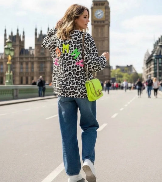 Sweat-shirt oversize col rond imprimé léopard « MOMMY » – Taille unique 36 - 46 - C MON DRESSING