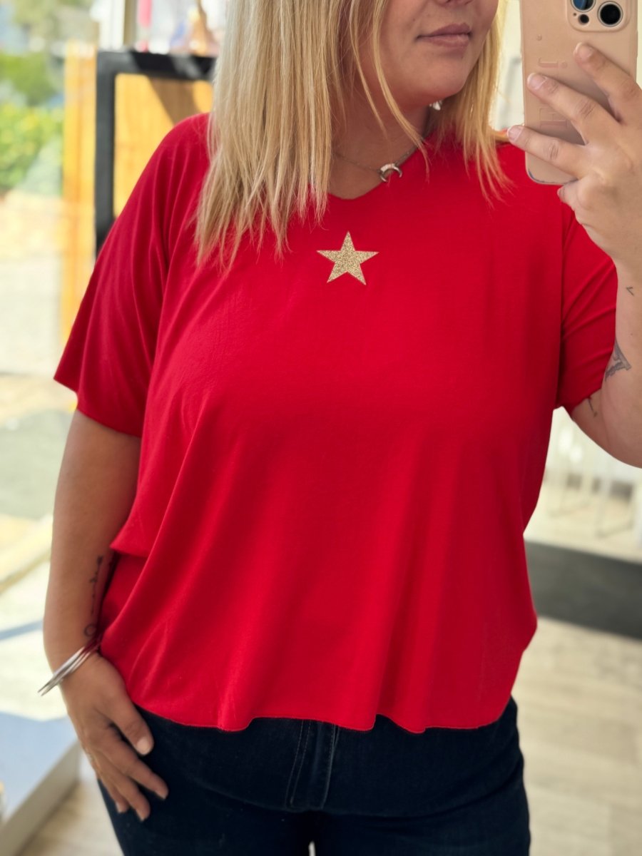 Tee - shirt ample rouge taille unique 34 - 46 – Confortable et tendance - C MON DRESSING