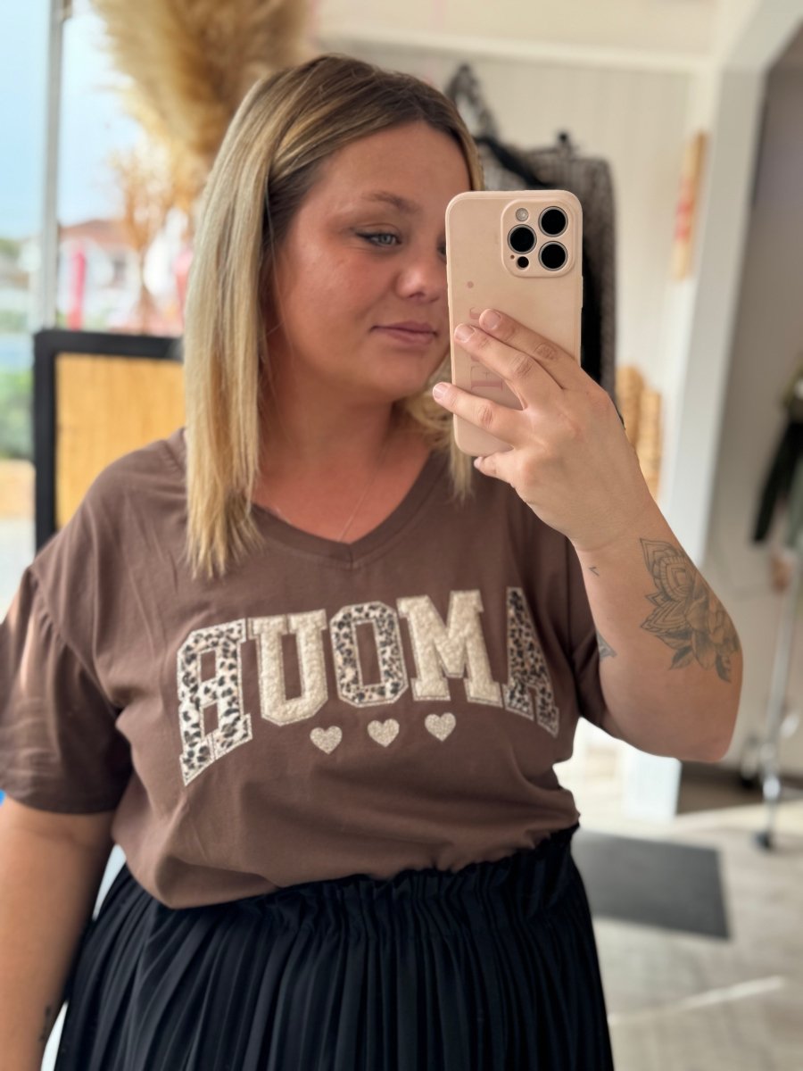 Tee - shirt chocolat AMOUR léopard – Taille unique 42 - 48 - C MON DRESSING