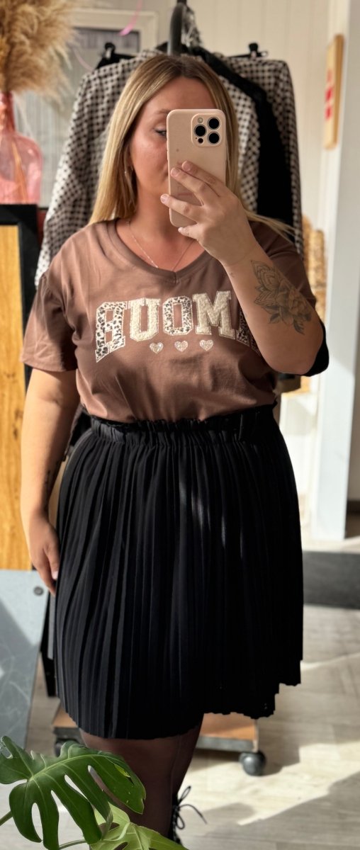 Tee - shirt chocolat AMOUR léopard – Taille unique 42 - 48 - C MON DRESSING