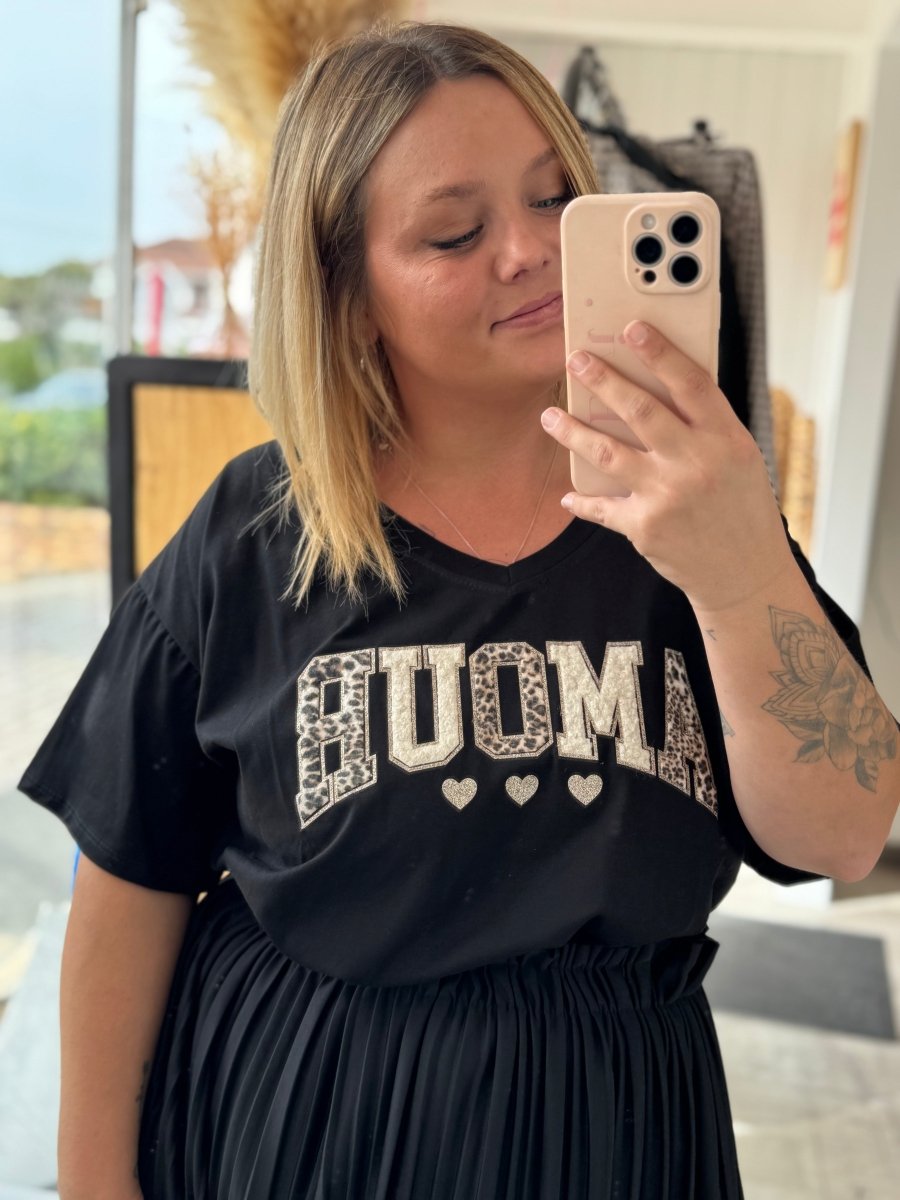 Tee - shirt Noir AMOUR léopard - Taille unique 42 - 48 - C MON DRESSING