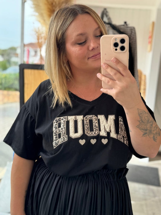 Tee - shirt Noir AMOUR léopard - Taille unique 42 - 48 - C MON DRESSING